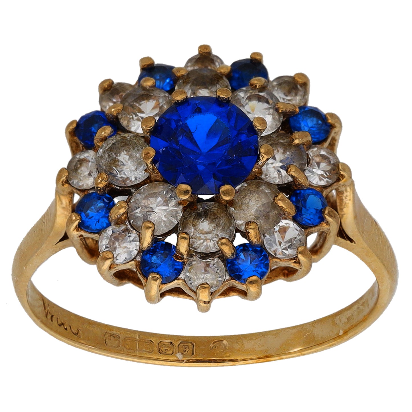 9ct Gold Imitation Gems Dress/Cocktail Ring Size O