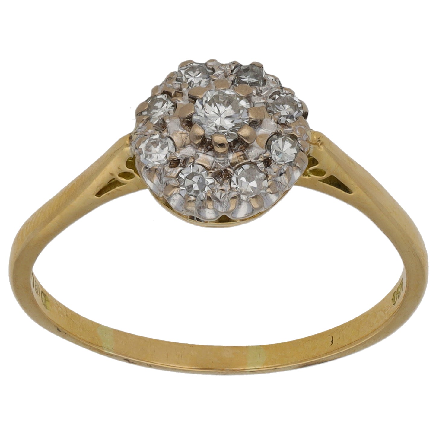18ct Bicolour Gold 0.36ct Diamond Cluster Ring Size T