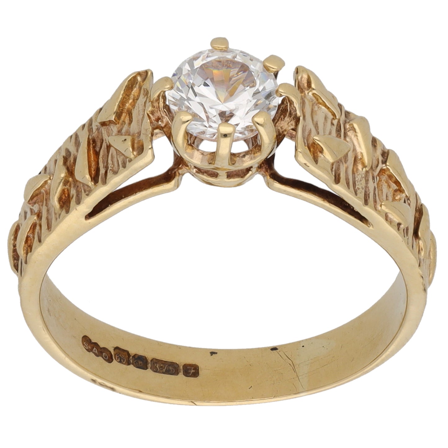 9ct Gold Cubic Zirconia Single Stone Ring Size L