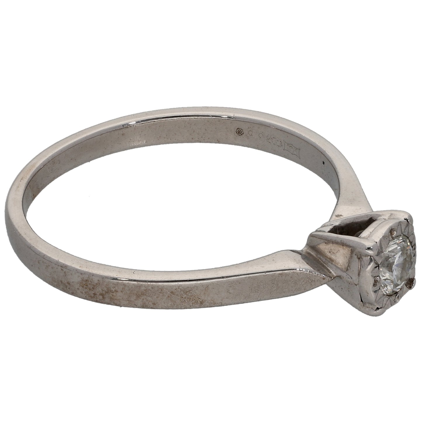 9ct White Gold 0.15ct Diamond Solitaire Ring Size M