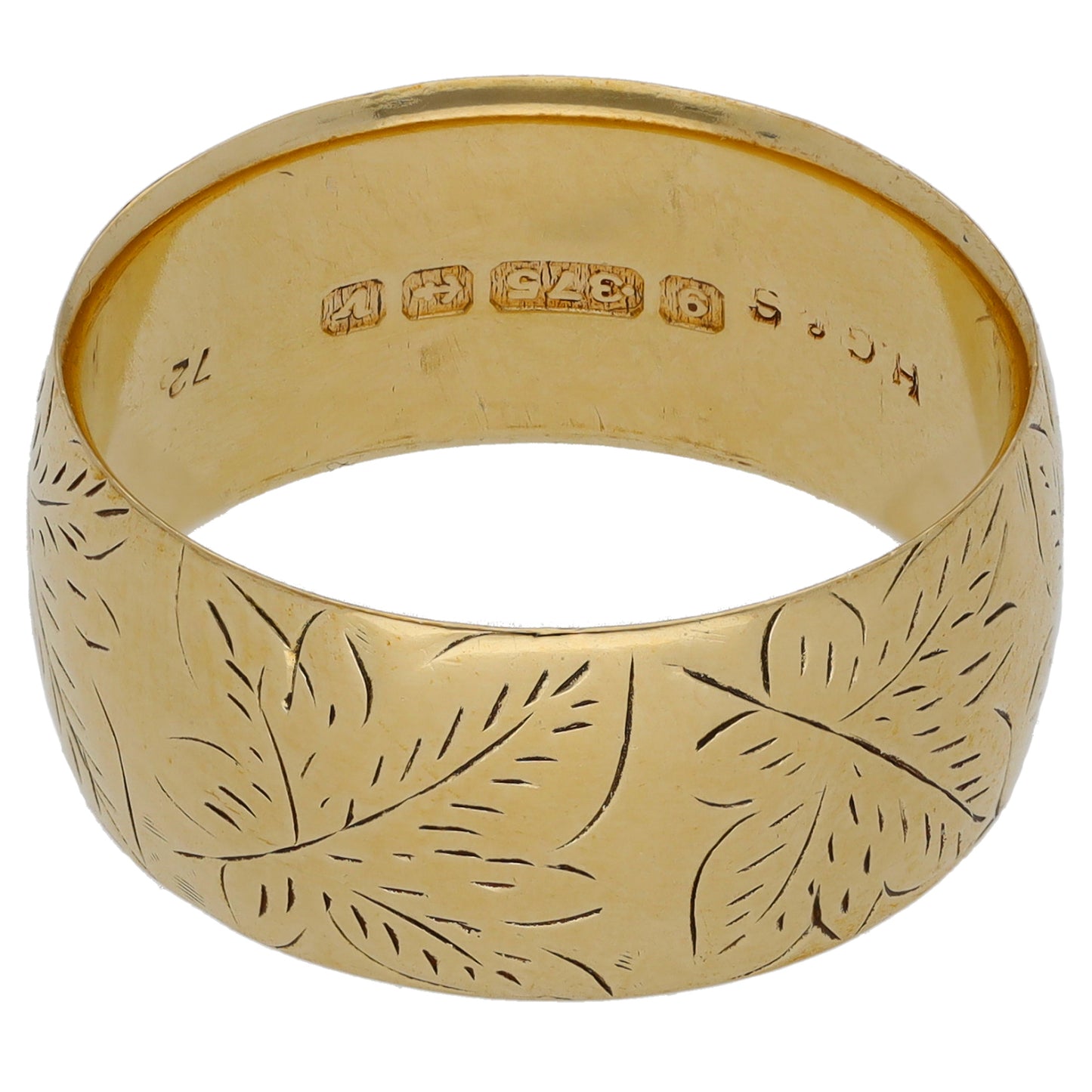 9ct Gold Patterned Wedding Ring Size S