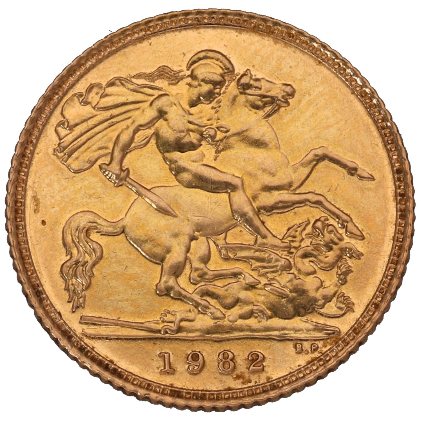 22ct Gold Queen Elizabeth II Half Sovereign Coin 1982