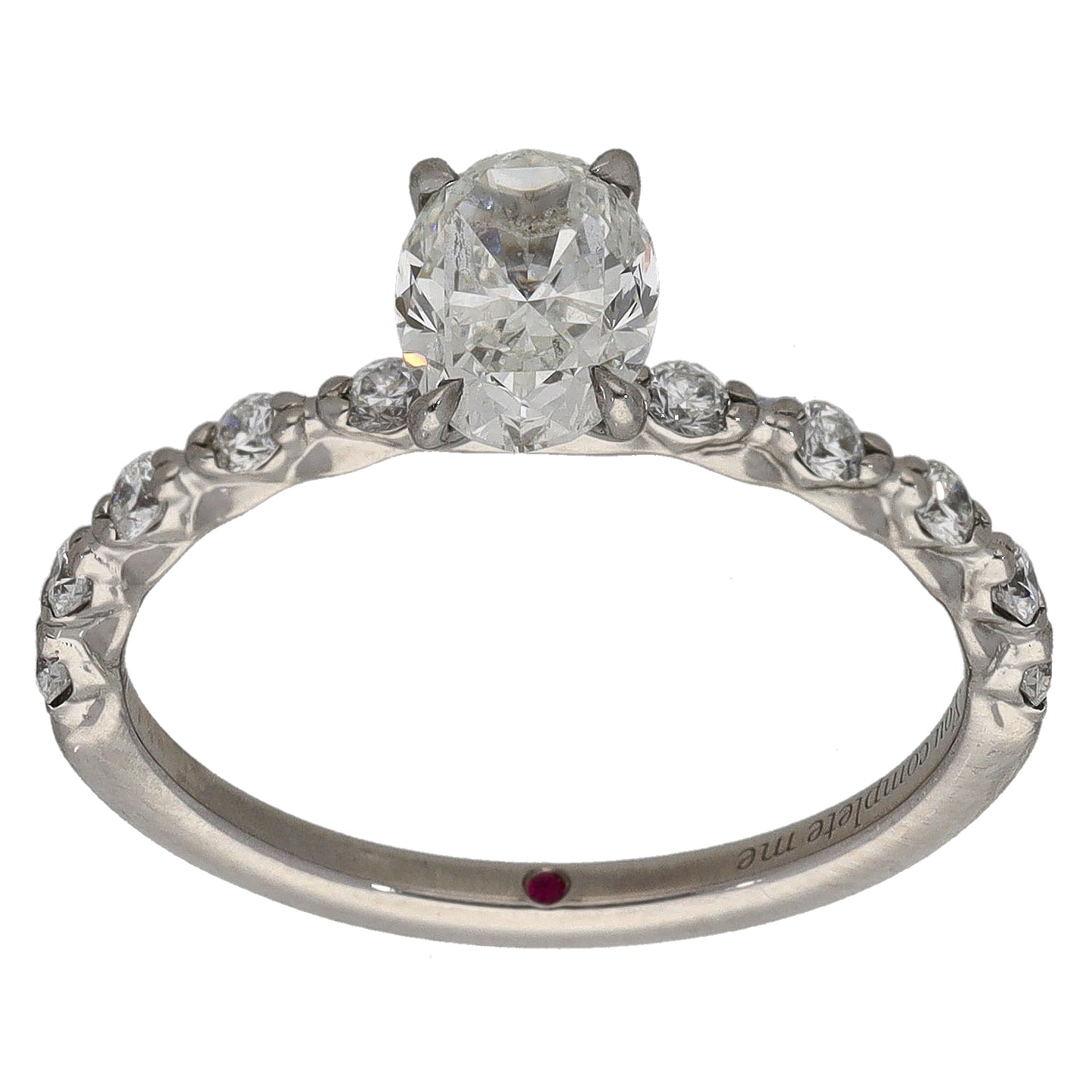Platinum 1.10ct Diamond Solitaire Ring With Accent Stones Size M