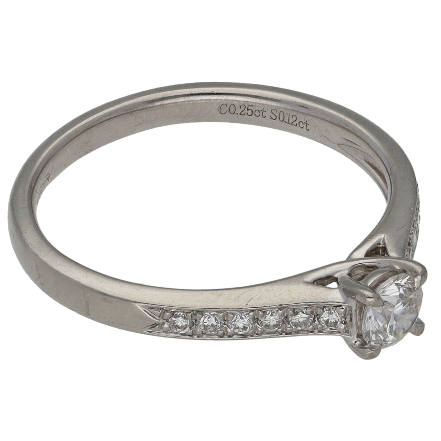 Platinum 0.37ct Diamond Solitaire Ring With Accent Stones Size M