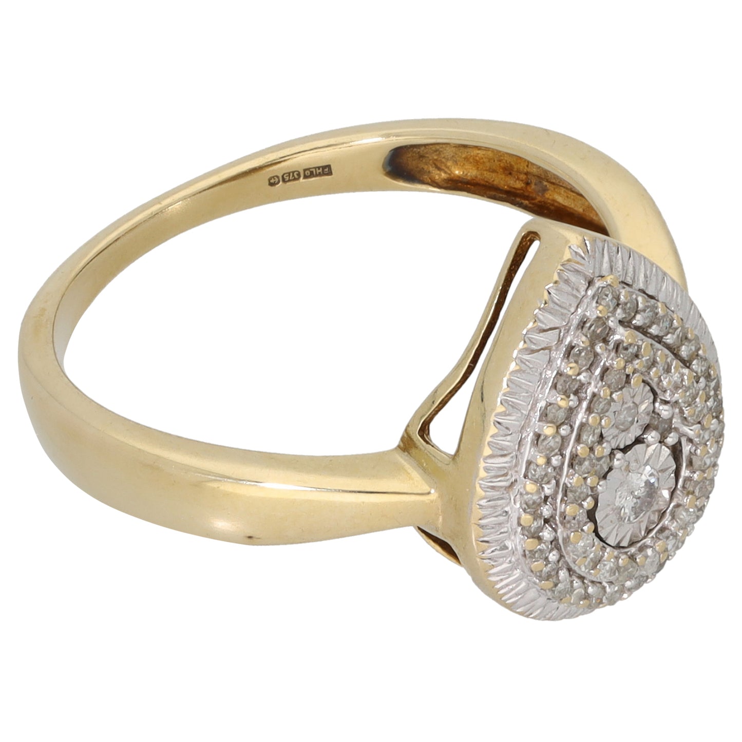 9ct Gold 0.20ct Diamond Dress/Cocktail Ring Size O