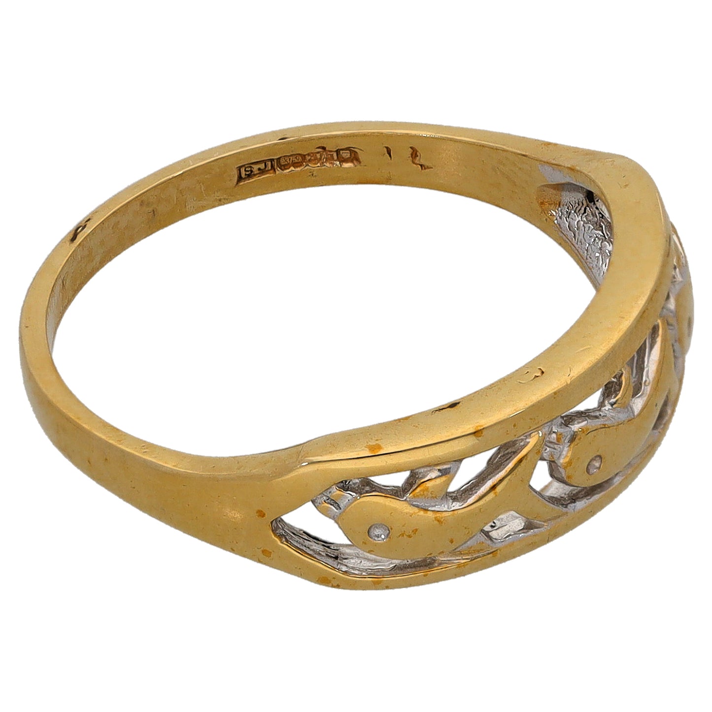 9ct Gold Dolphin Ring Size N