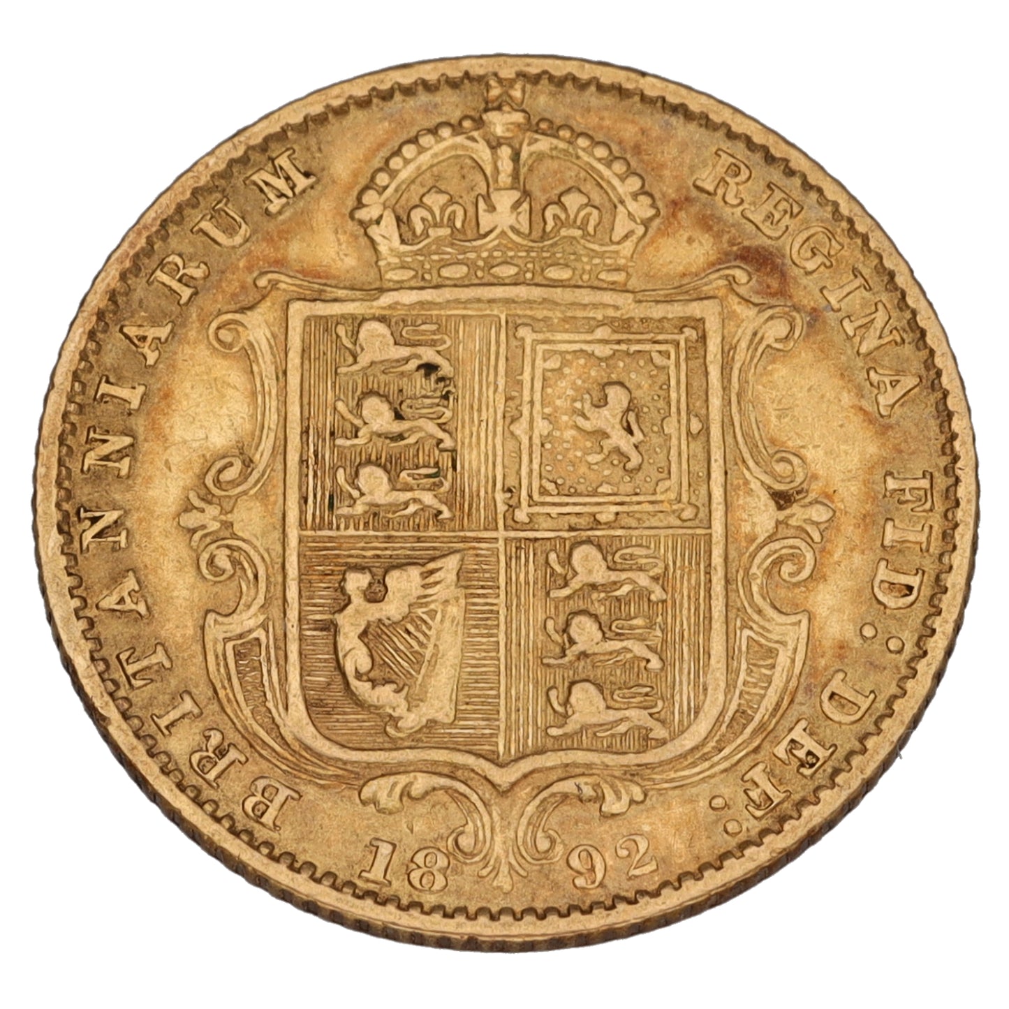 22ct Gold Queen Victoria Half Sovereign Coin 1892