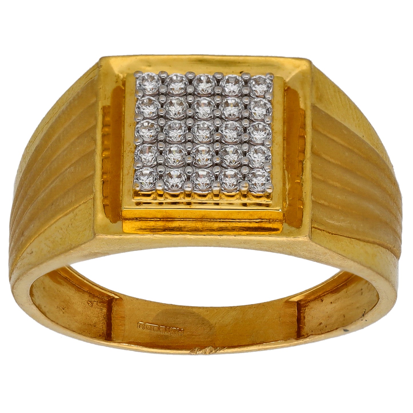 22ct Gold Cubic Zirconia Plain Signet Ring Size U