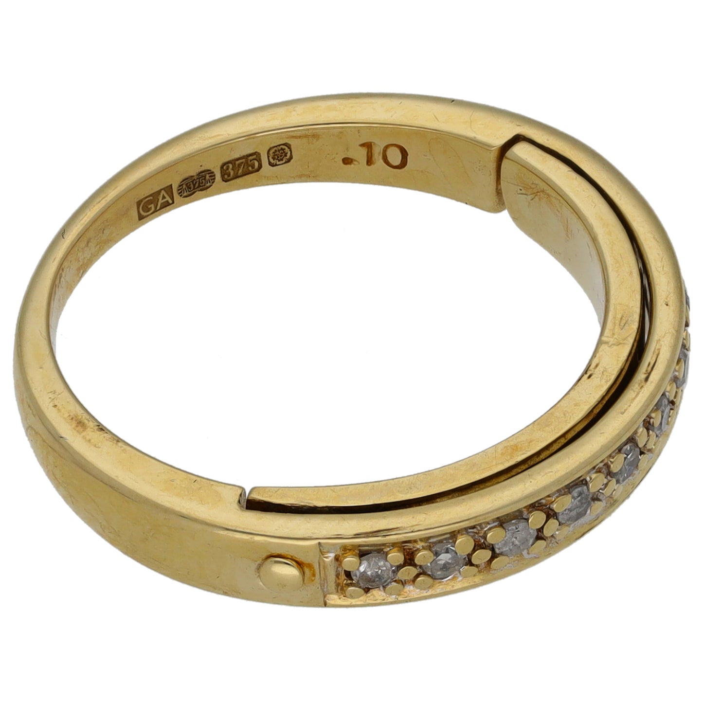 9ct Gold 0.10ct Diamond Half Eternity Ring Size N