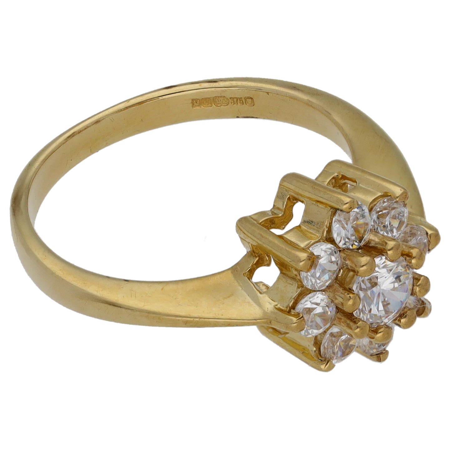 9ct Gold Cubic Zirconia Cluster Ring Size M