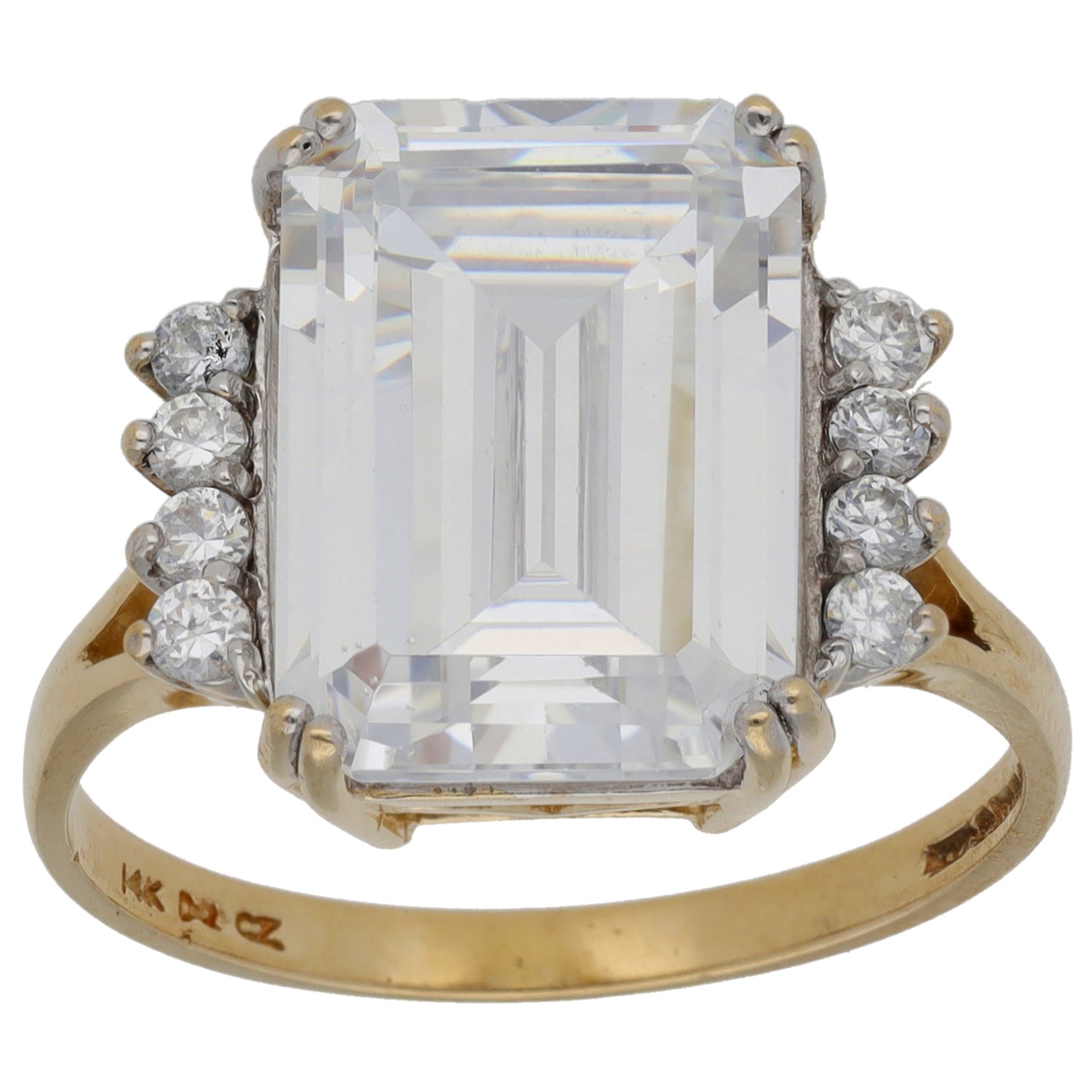 9ct Gold Cubic Zirconia Dress/Cocktail Ring Size R