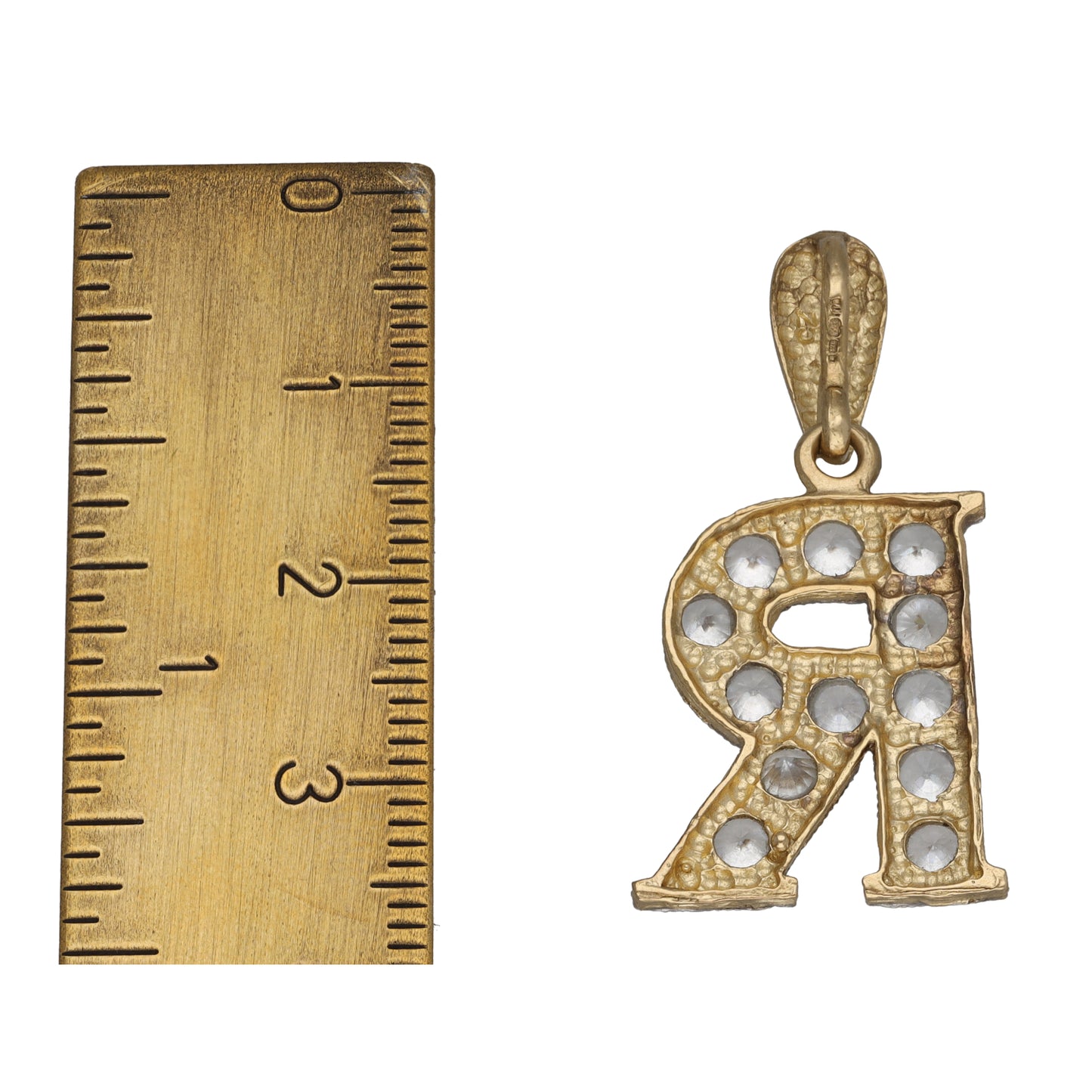 9ct Gold Cubic Zirconia Initial 'R' Pendant