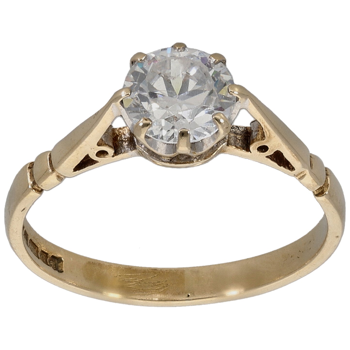 9ct Gold Cubic Zirconia Single Stone Ring Size N