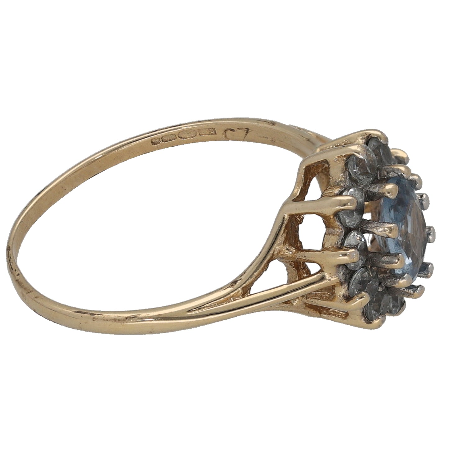 9ct Gold Topaz & Cubic Zirconia Dress/Cocktail Ring Size L