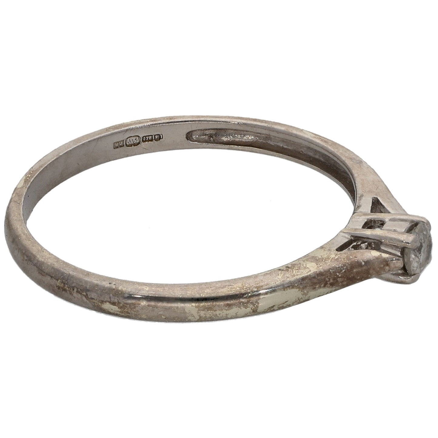 9ct White Gold 0.08ct Diamond Solitaire Ring Size N