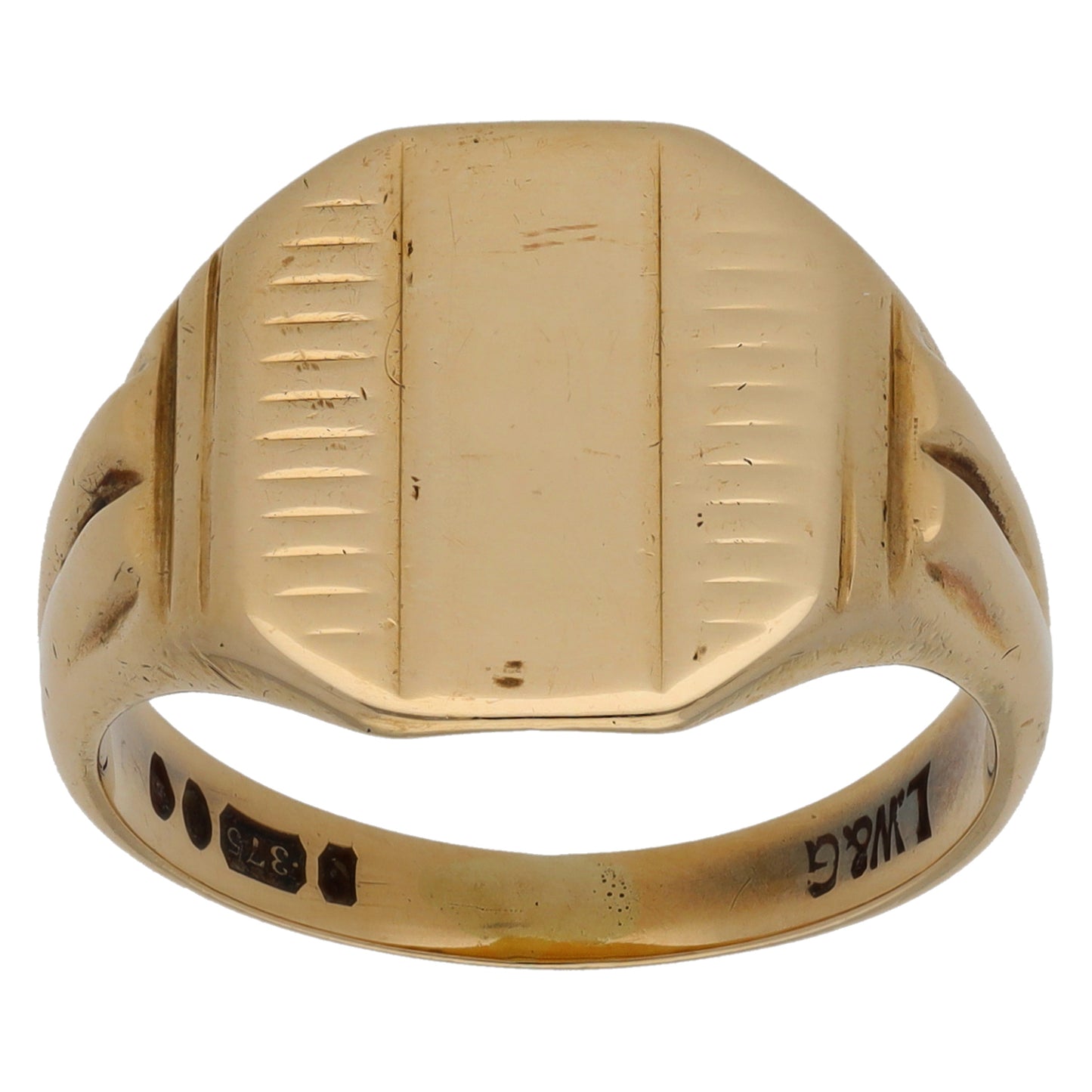 9ct Gold Patterned Signet Ring Size T