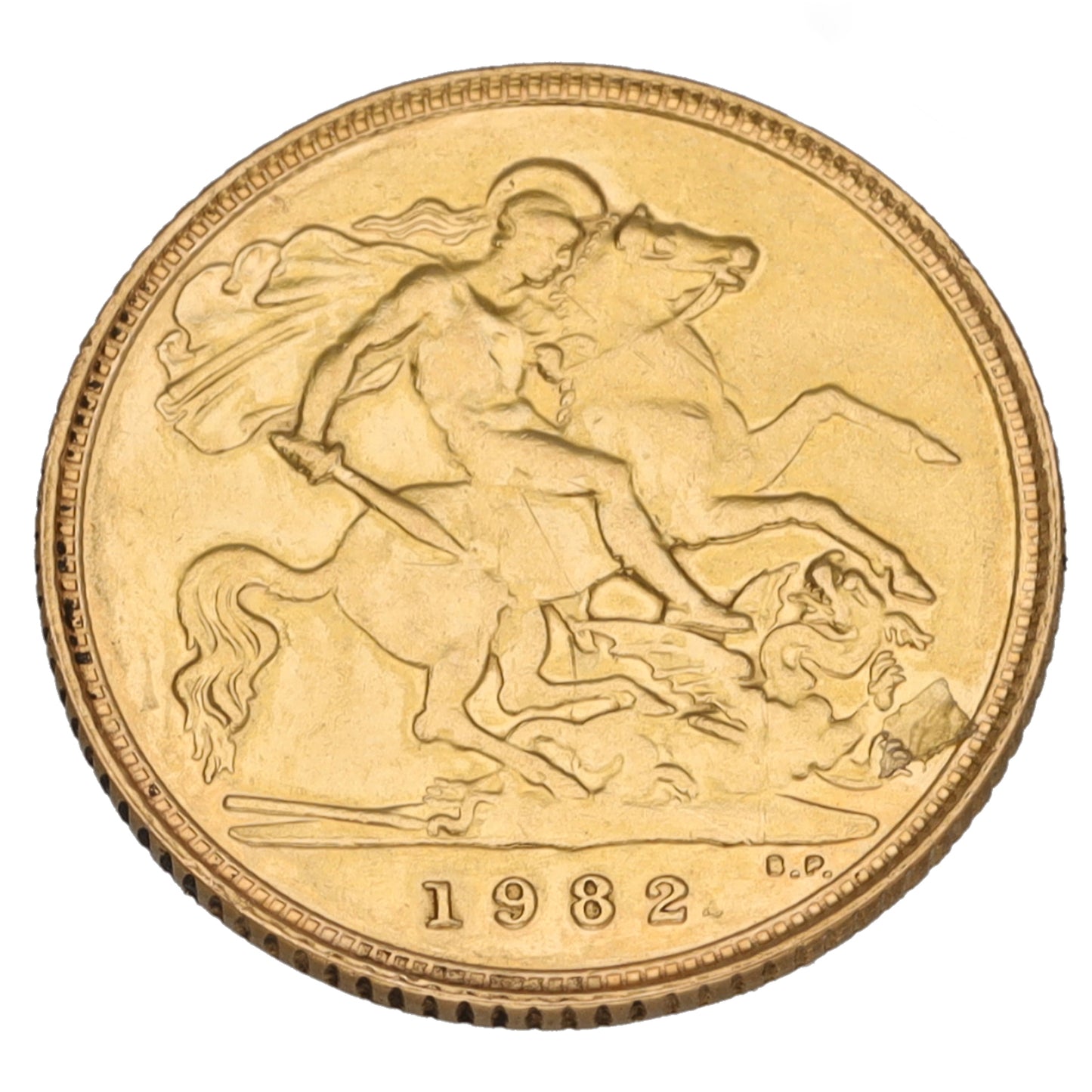 22ct Gold Queen Elizabeth II Half Sovereign Coin 1982
