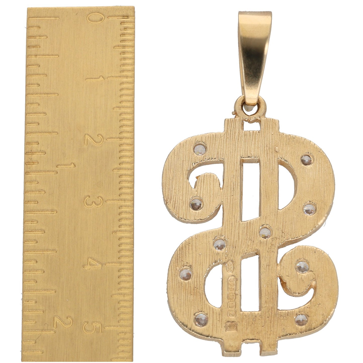 9ct Gold Cubic Zirconia Dollar Sign Pendant