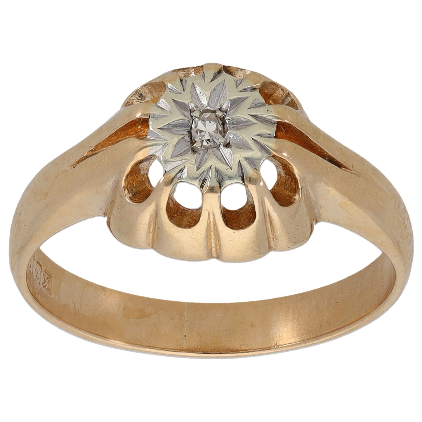 9ct Gold 0.02ct Diamond Solitaire Ring Size P