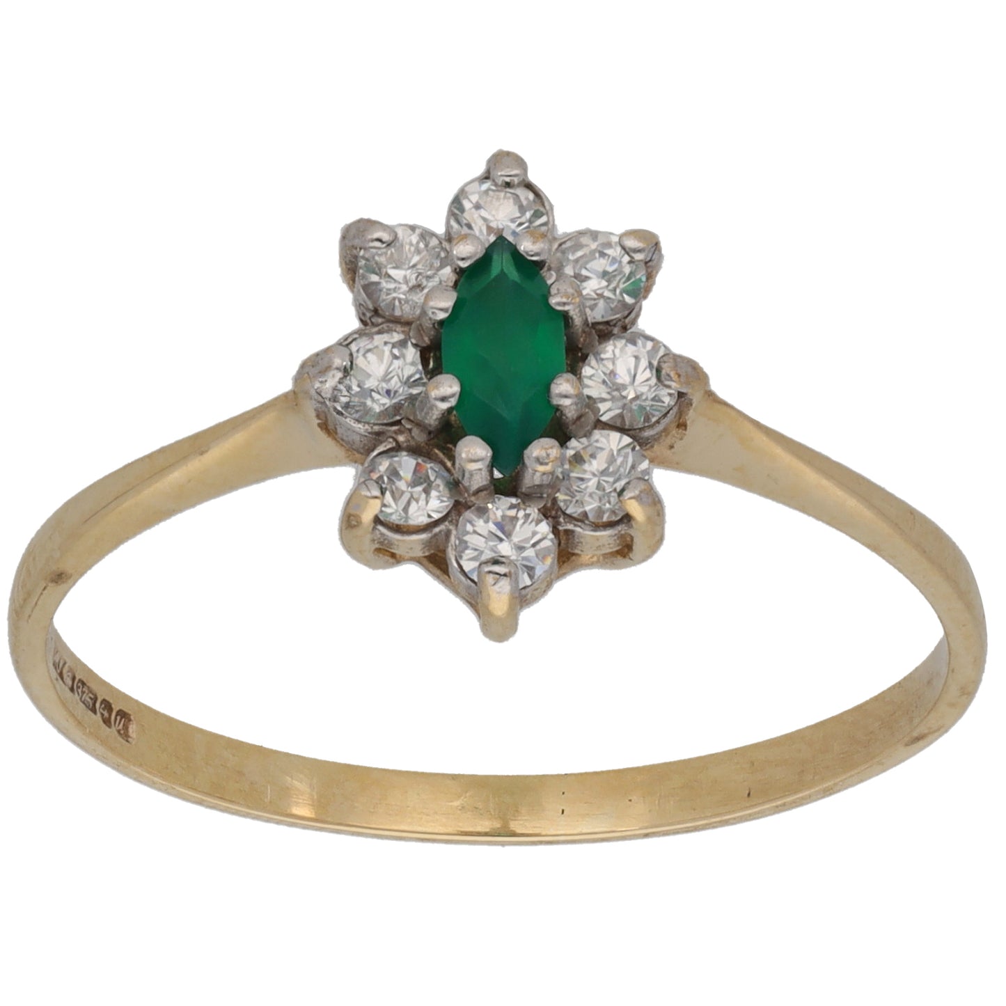 9ct Gold Agate & Imitation Gems Cluster Ring Size T