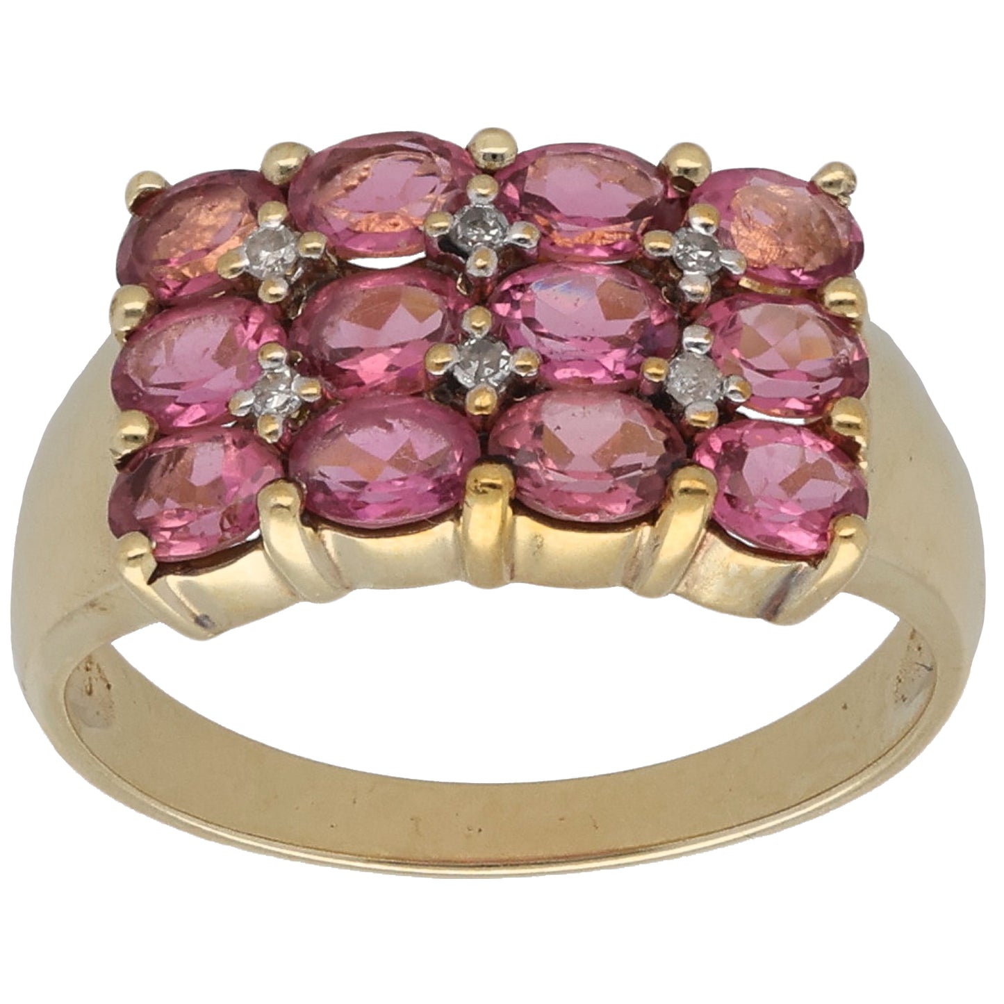 9ct Gold Tourmaline & 0.06ct Diamond Dress/Cocktail Ring Size P