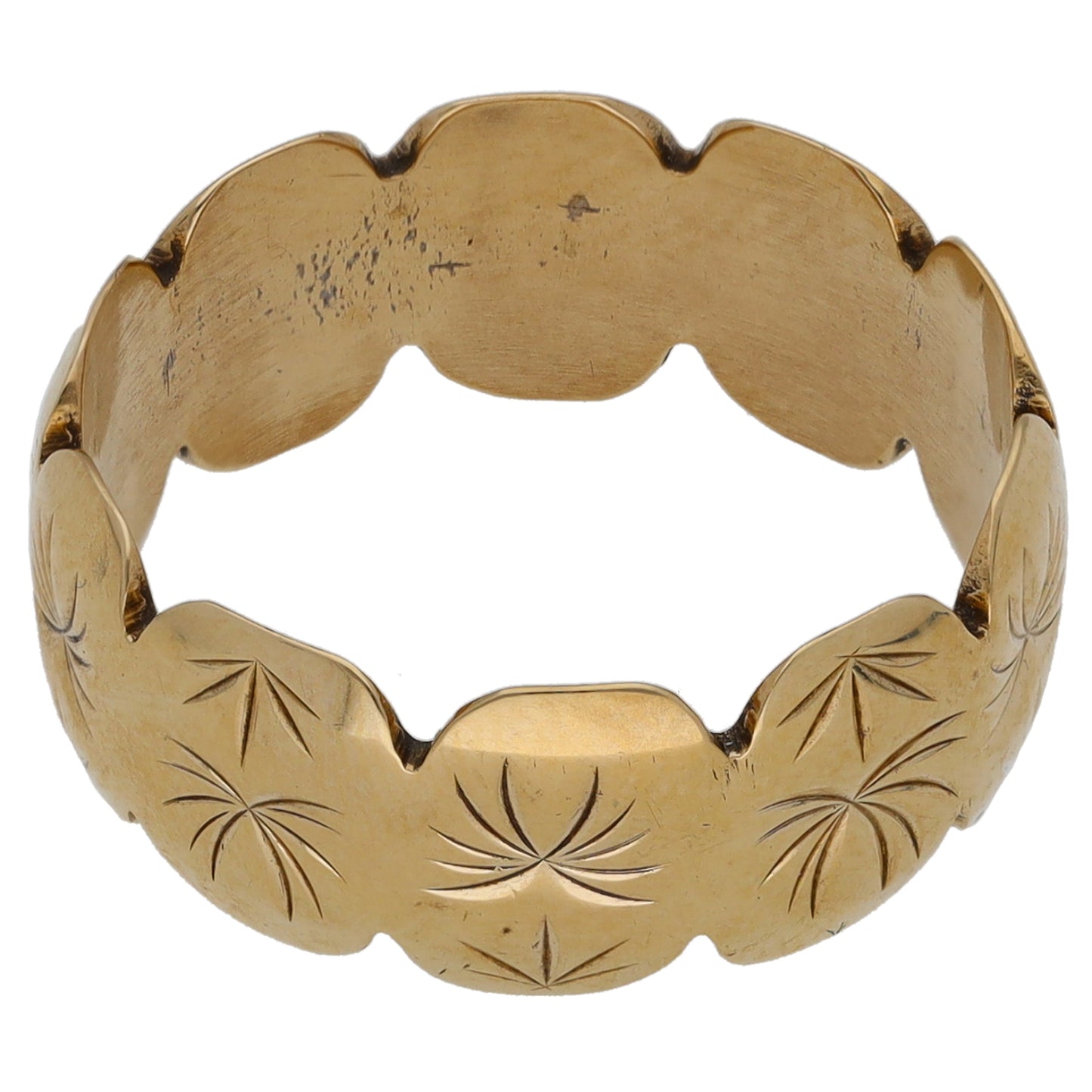 9ct Gold Patterned Wedding Ring Size N