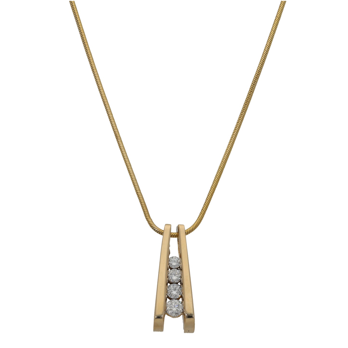 14ct Gold 1.55ct Diamond Dress/Cocktail Pendant With Chain