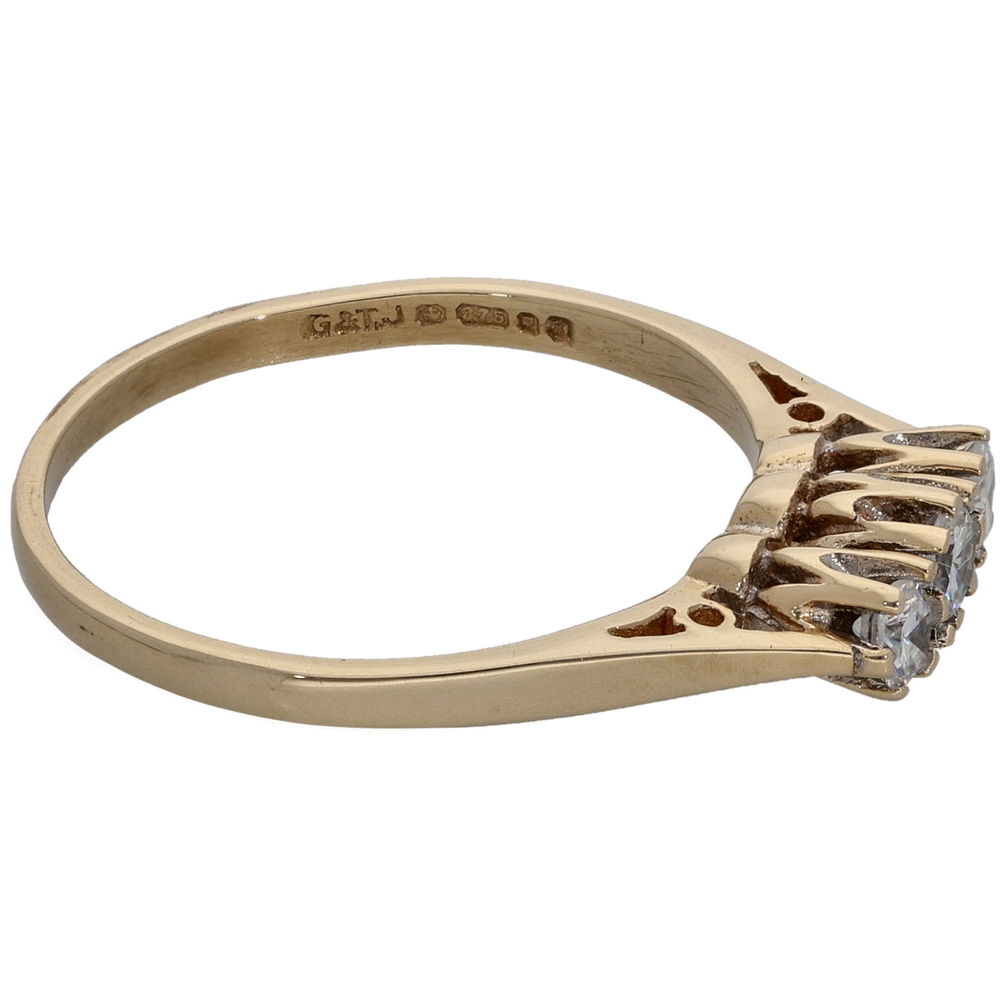 9ct Gold Cubic Zirconia Trilogy Ring Size N