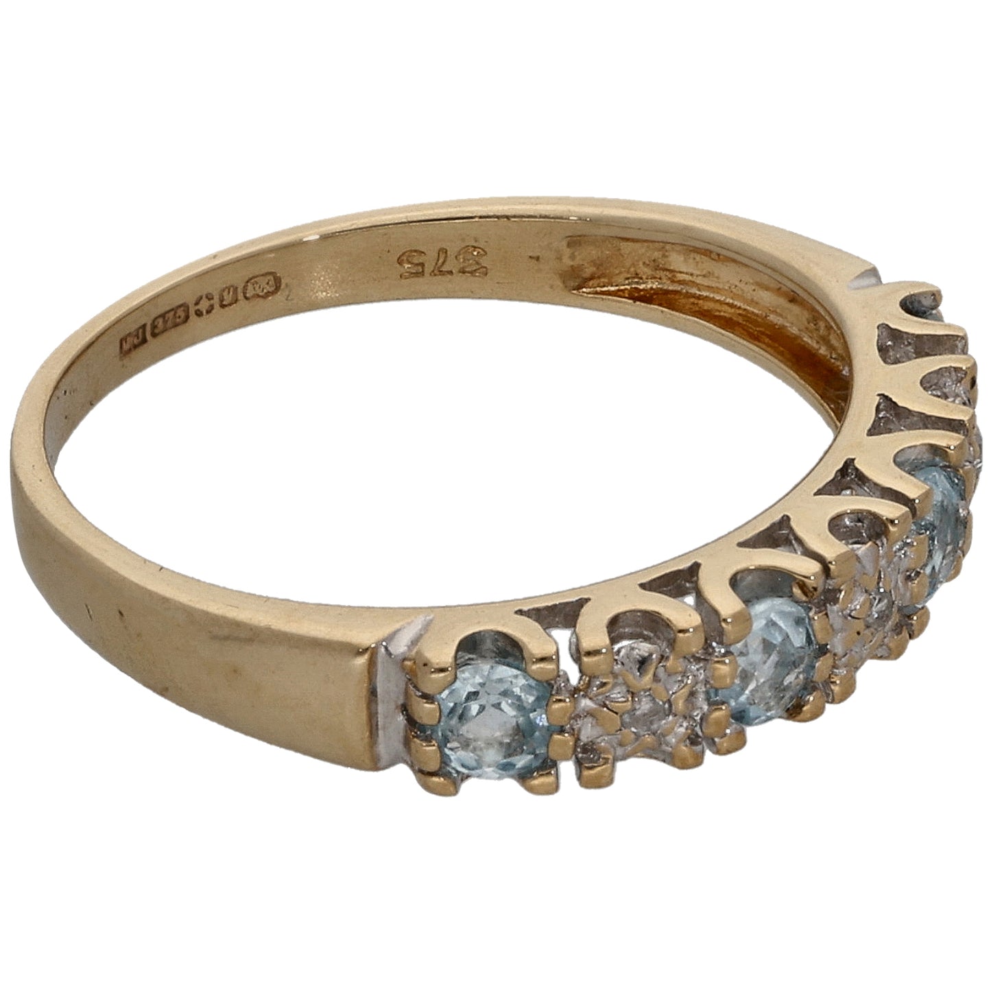 9ct Gold Topaz & 0.03ct Diamond Half Eternity Ring Size L