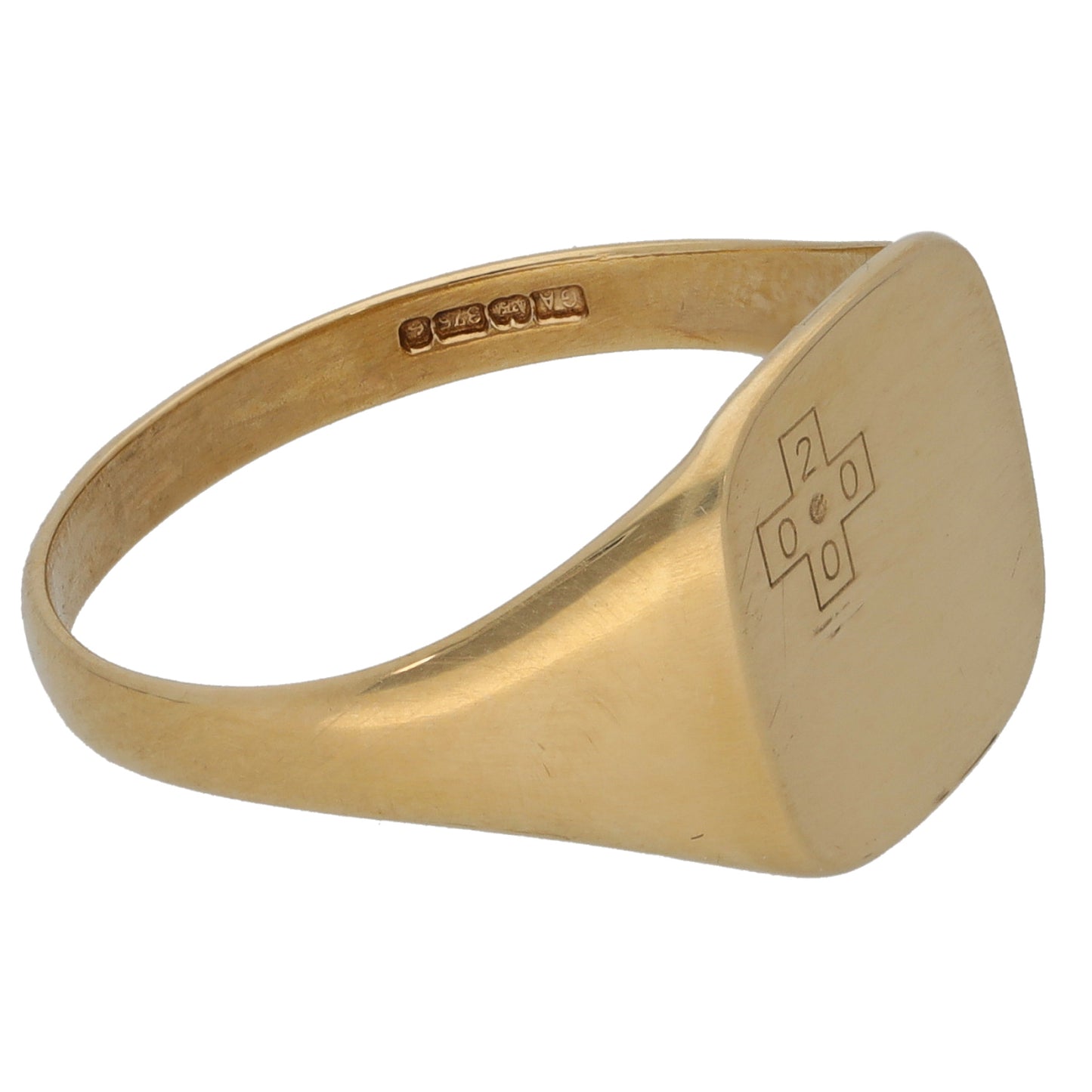 9ct Gold Patterned Signet Ring Size R