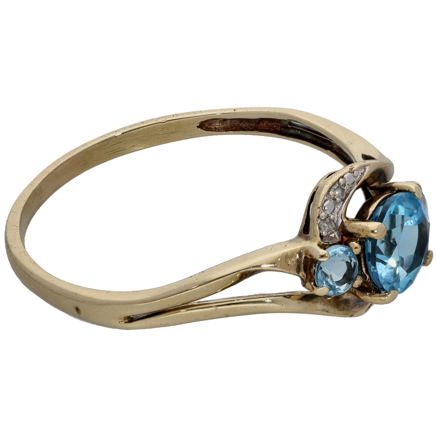 9ct Gold 0.02ct Diamond & Topaz Dress/Cocktail Ring Size V