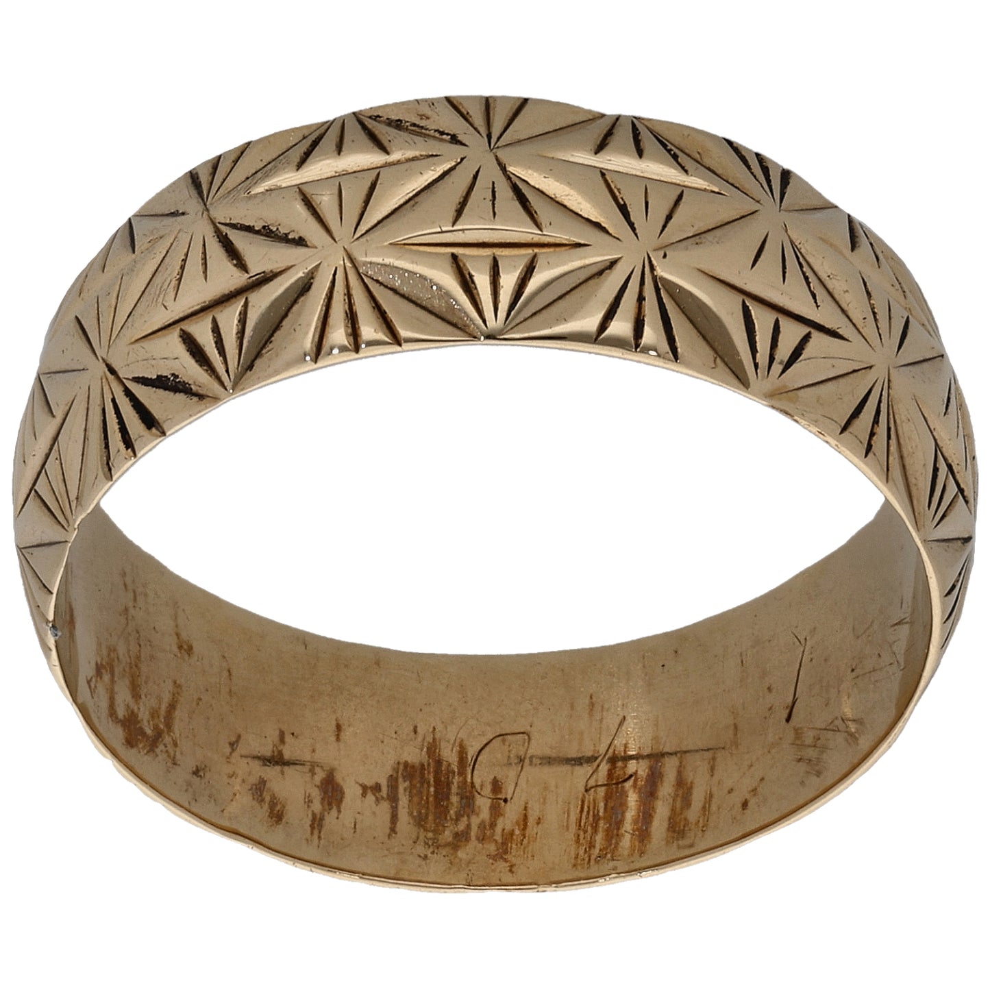 9ct Gold Patterned Wedding Ring Size R