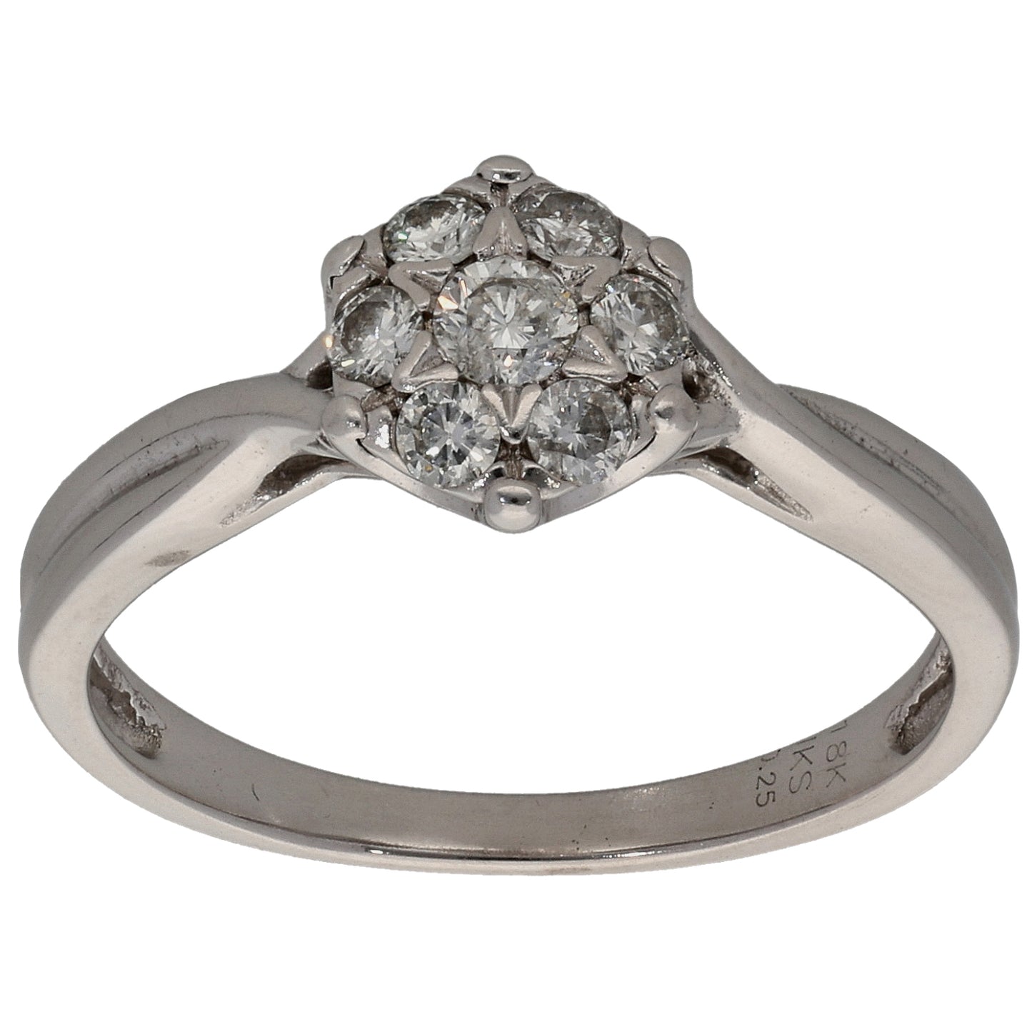 18ct White Gold 0.25ct Diamond Cluster Ring Size M