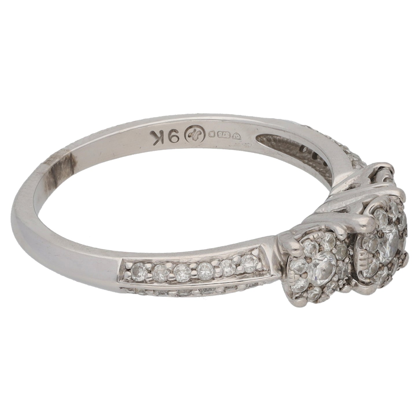 9ct White Gold 0.60ct Diamond Dress/Cocktail Ring Size N