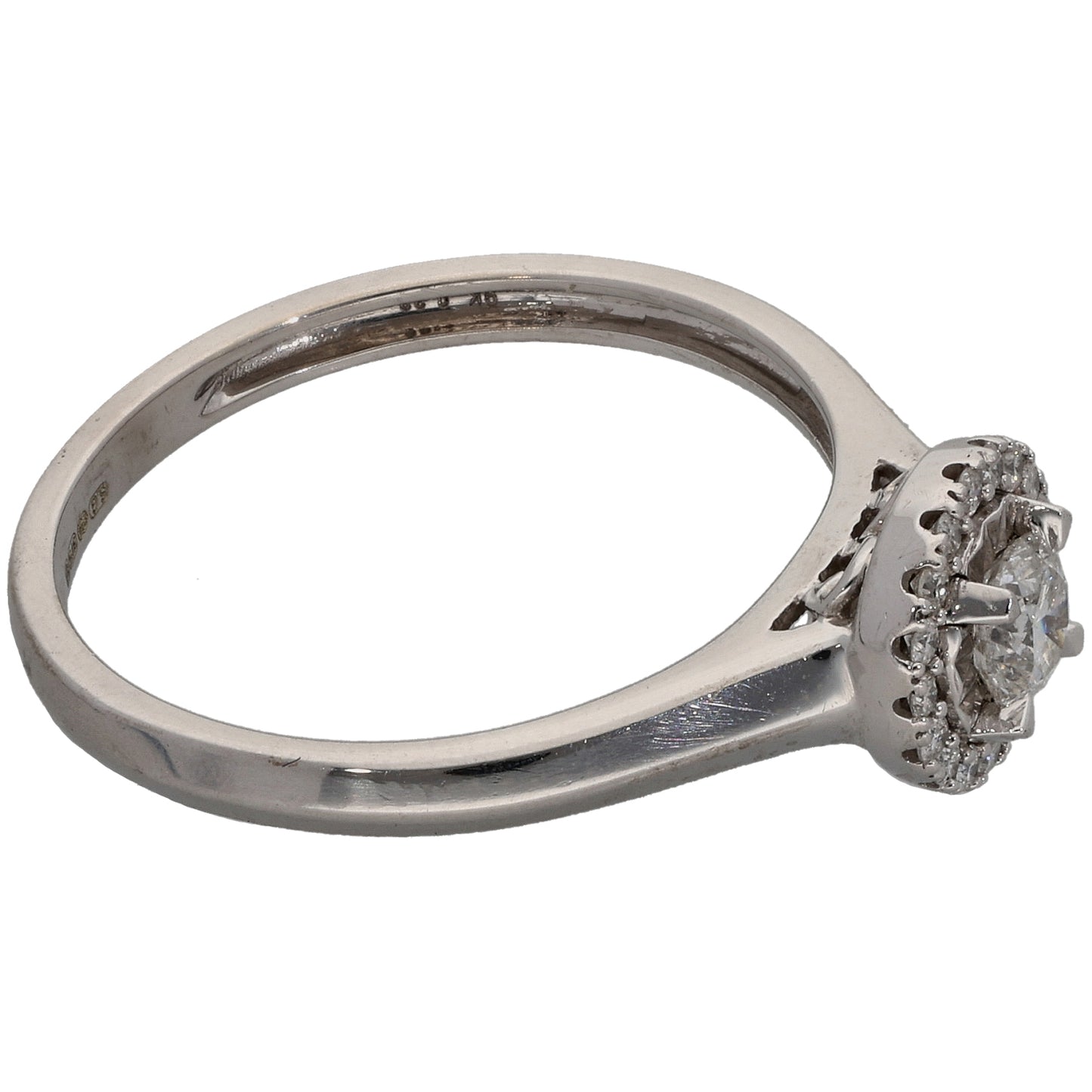 9ct White Gold 0.33ct Diamond Halo Ring Size N