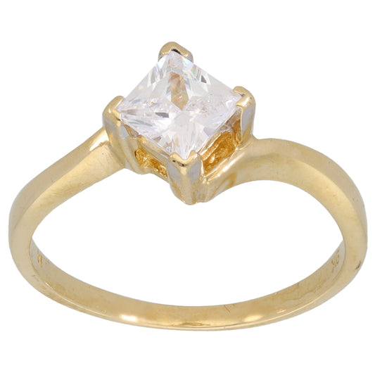 9ct Gold Cubic Zirconia Single Stone Ring Size M