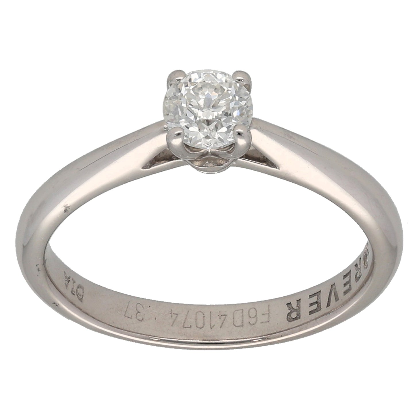 18ct White Gold 0.37ct Diamond Solitaire Ring Size K
