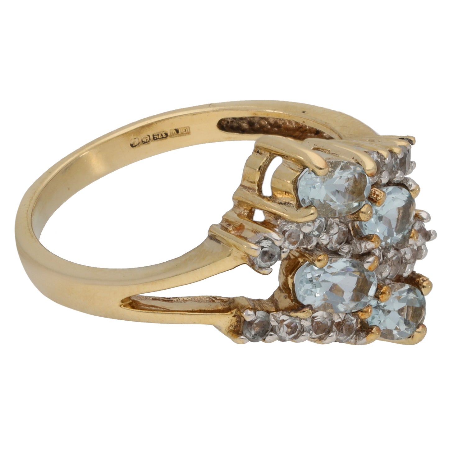 9ct Gold Aquamarine & Imitation Dress/Cocktail Ring Size N