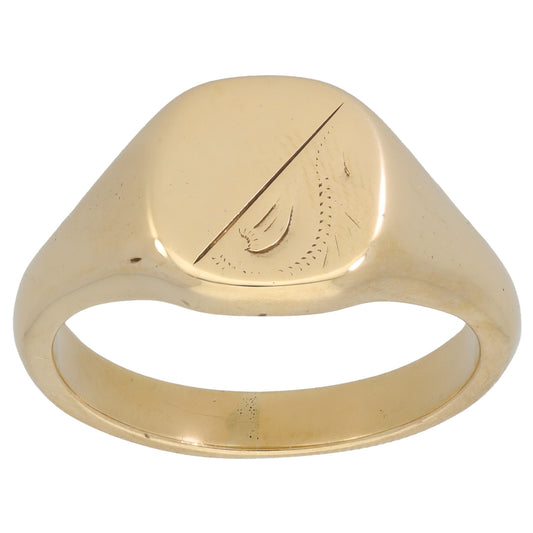 9ct Gold Patterned Signet Ring Size Z
