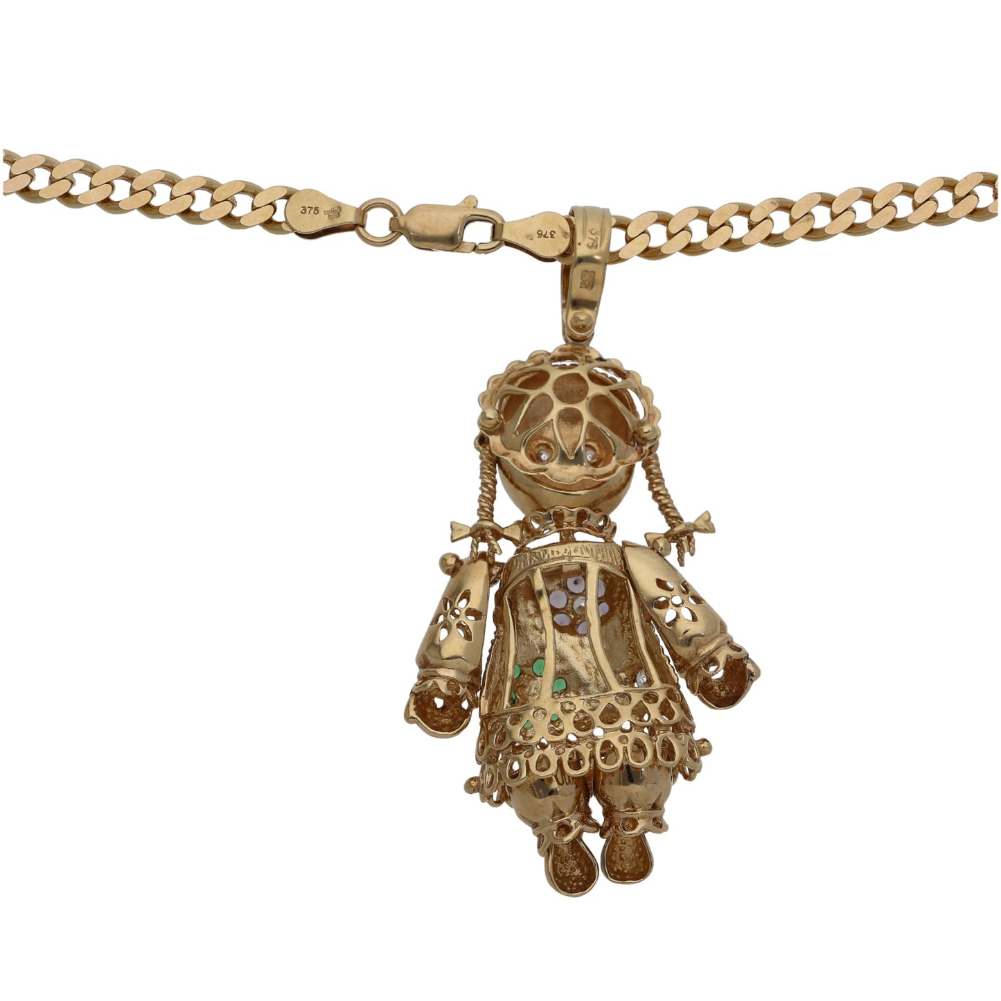 9ct Gold Imitation Dolly Pendant With Chain