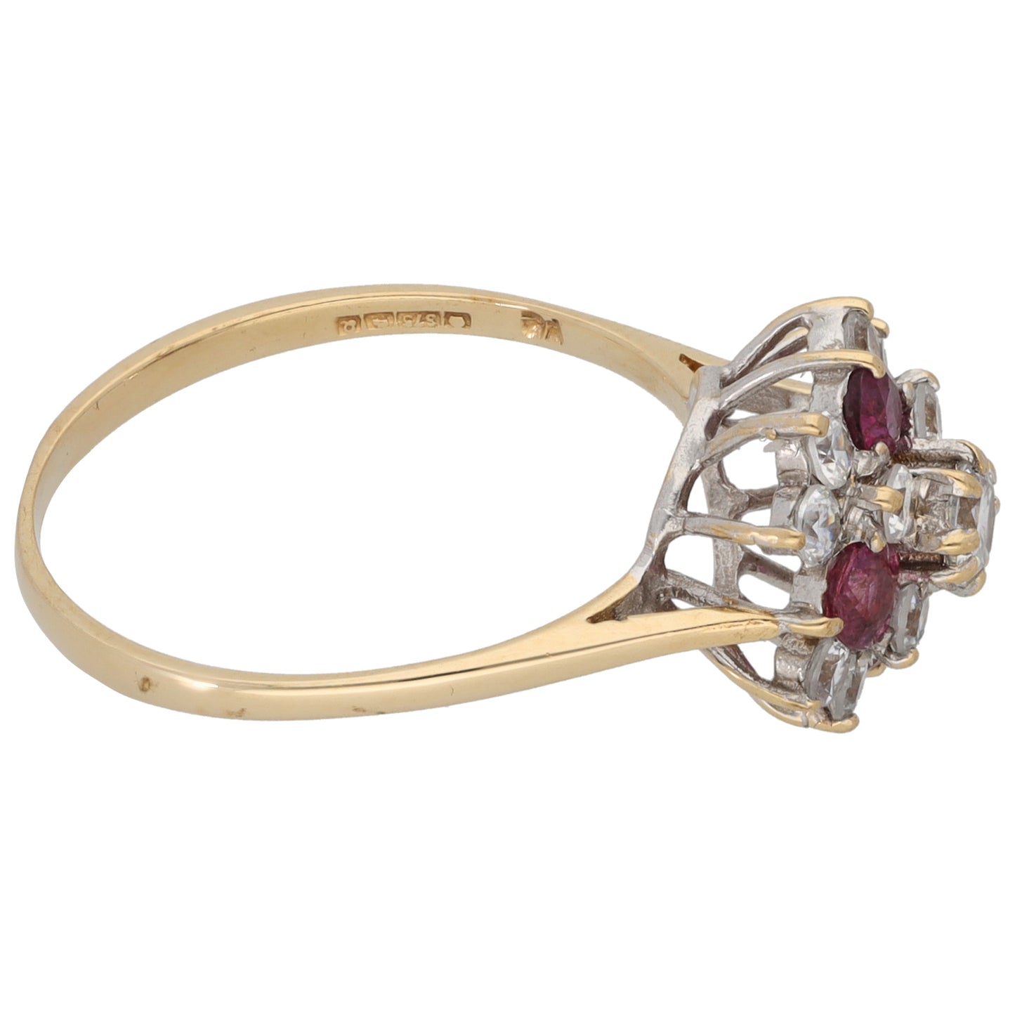 9ct Gold Ruby & Cubic Zirconia Dress/Cocktail Ring Size N