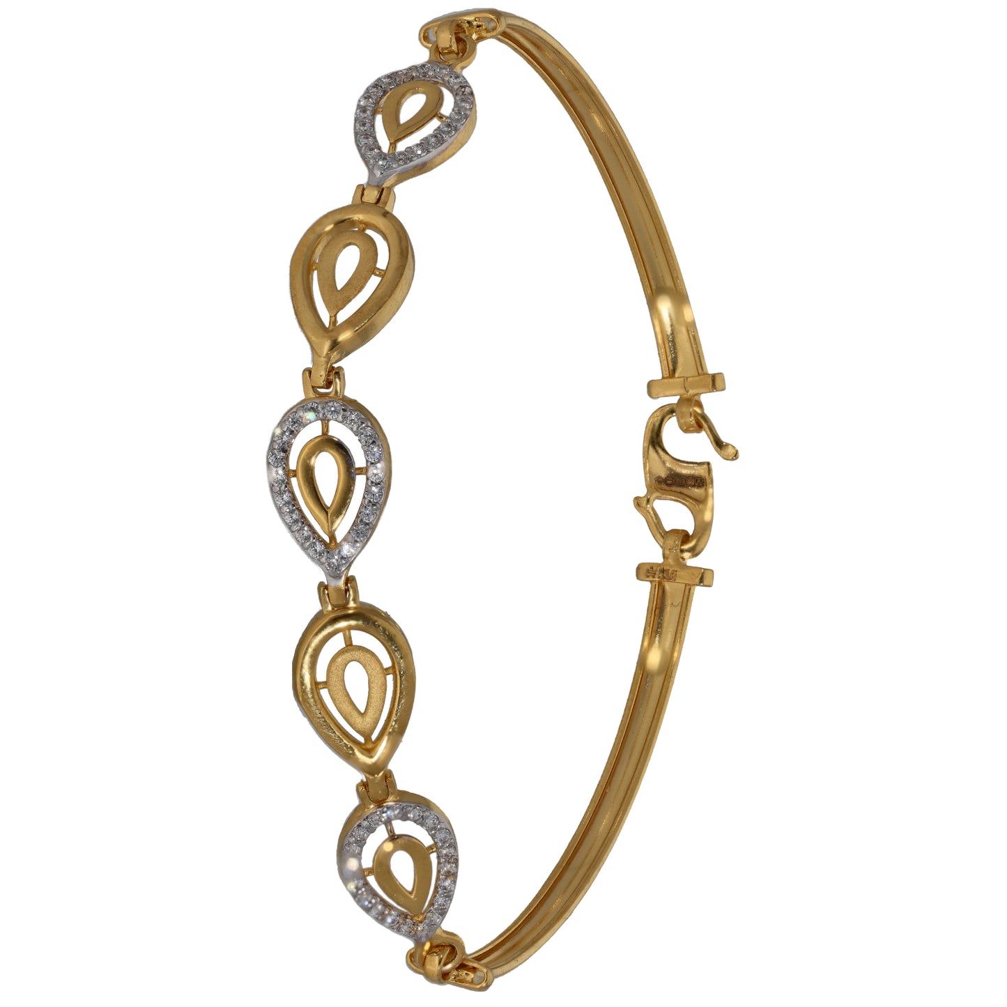 New 22ct Gold Cubic Zirconia Teardrop Bangle