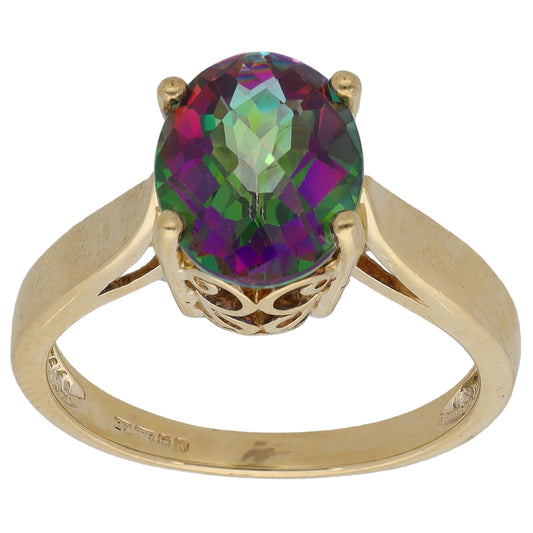 9ct Gold Coated Topaz Single Stone Ring Size N