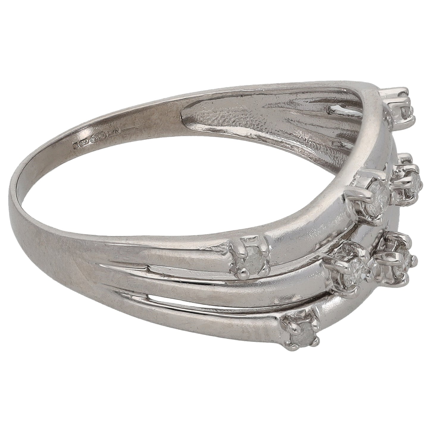 9ct White Gold 0.19ct Diamond Dress/Cocktail Ring Size Q