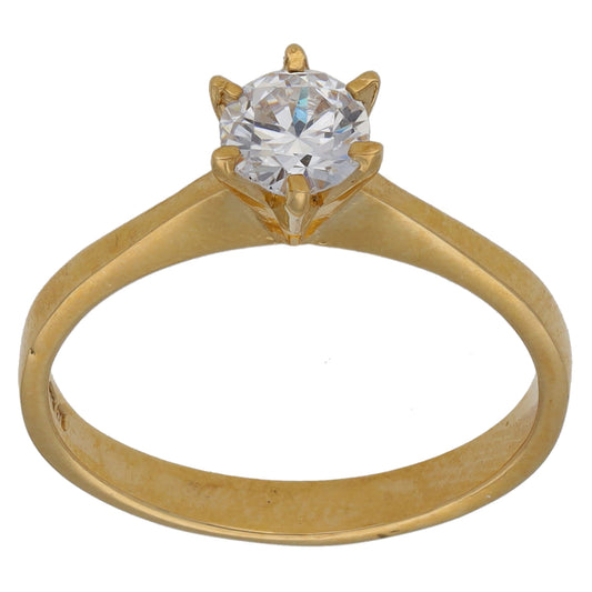 9ct Gold Cubic Zirconia Single Stone Ring Size M