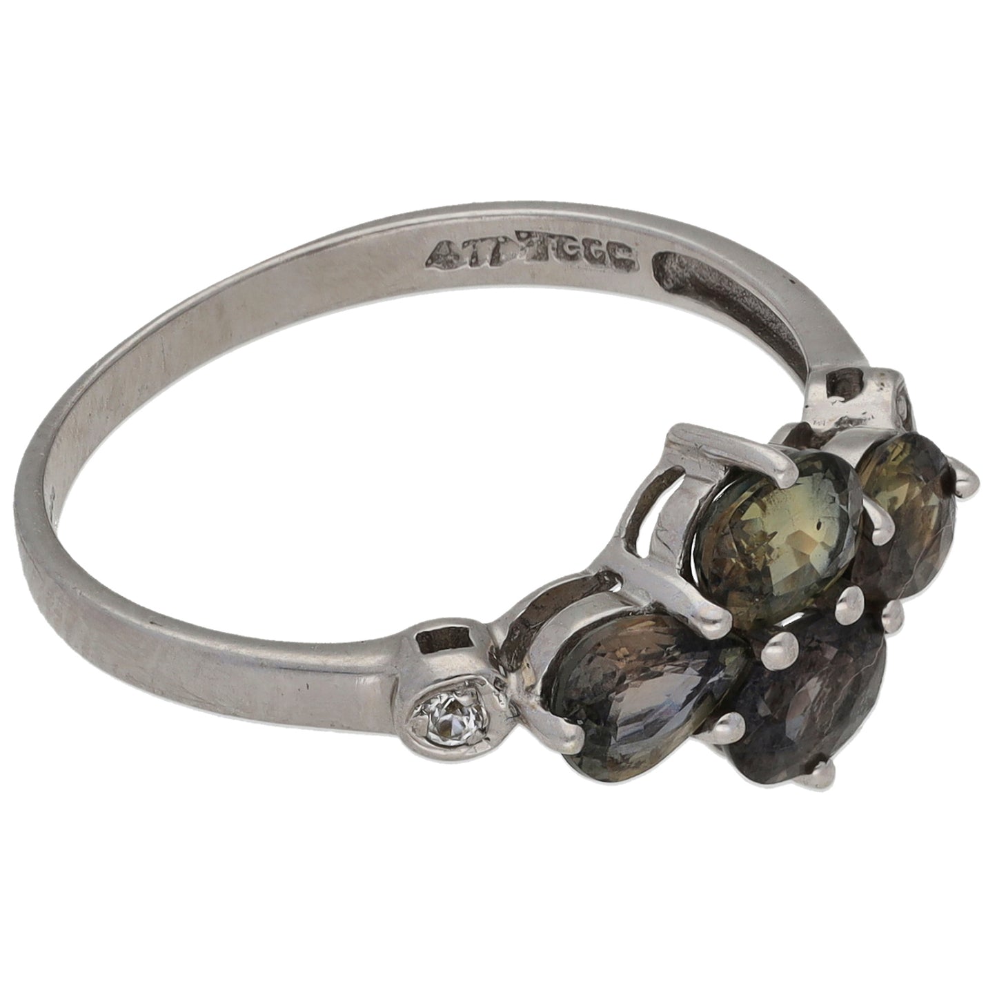 9ct White Gold Sapphire & Imitation Dress/Cocktail Ring Size O