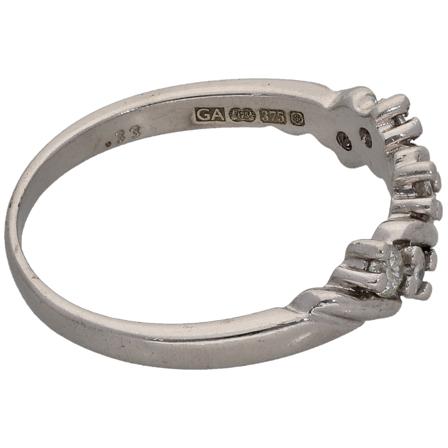 9ct White Gold 0.30ct Diamond Half Eternity Ring Size O