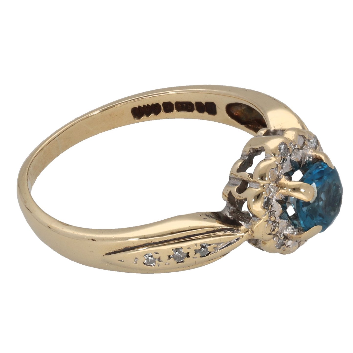 9ct Gold 0.06ct Diamond & Topaz Dress/Cocktail Ring Size L