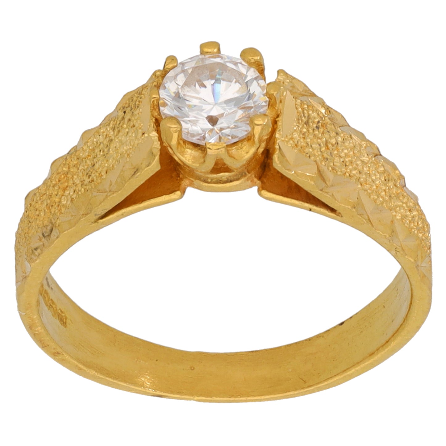 22ct Gold Cubic Zirconia Single Stone Ring Size O