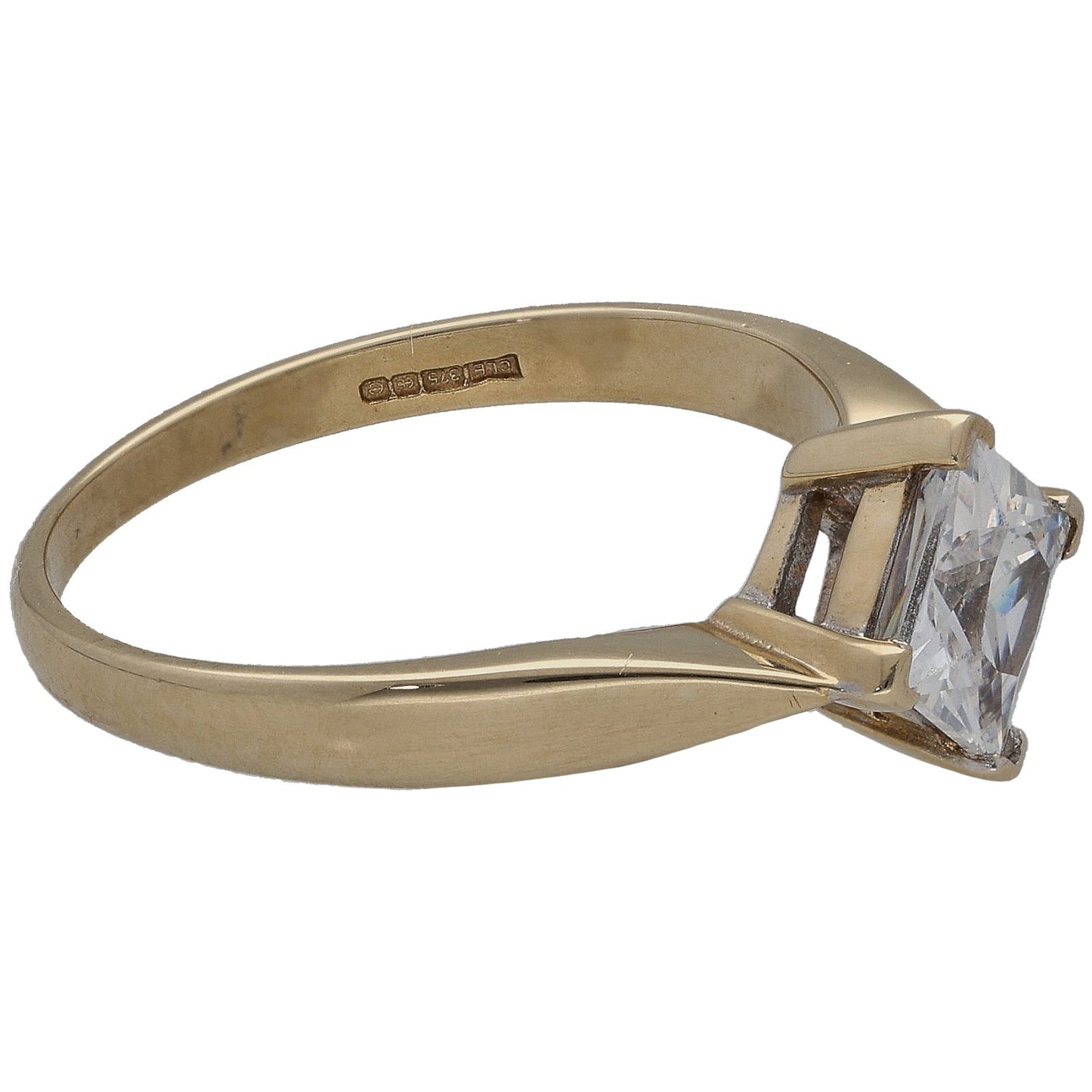 9ct Gold Cubic Zirconia Single Stone Ring Size O